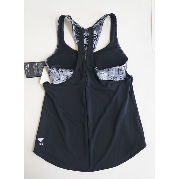 NWT Ladies TYR Durafast Lite Bk/Gray Emerald Lake 2in1 Tankini Top UPF 50+Size S - Picture 9 of 13